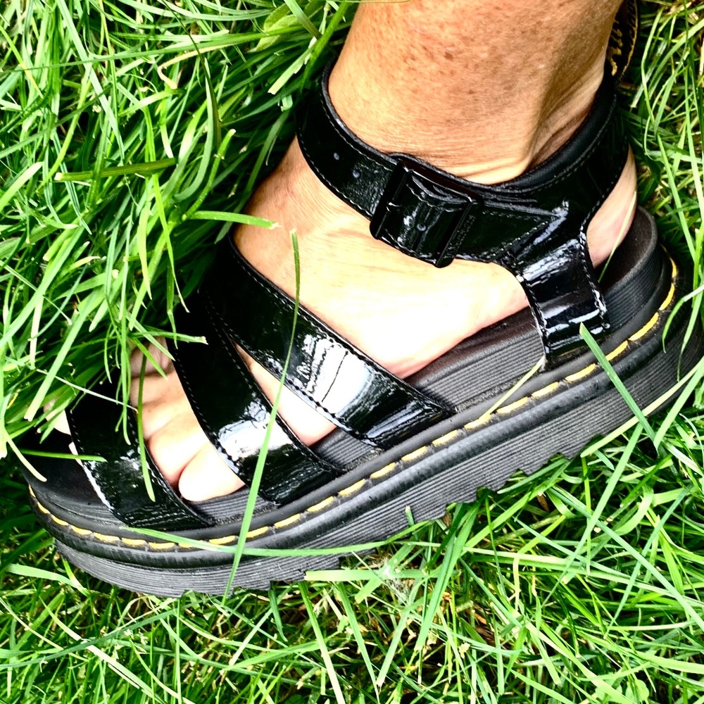 "Dr. Marten - Blaire" black patent sandal,  US 7, EUC